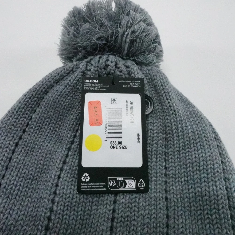 Under Armour Auburn Tigers Knit Beanie Pom Hat Gray‎ One Size Womens new